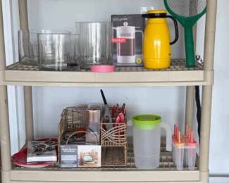 Miscellaneous Picnic Outdoor Items Coleman Steel Belted Cooler. Includes Plastic Shelving Unit