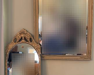 2 Painted Gold Frame Mirrors