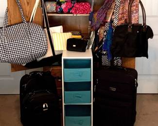 Handbags, Tote Bags, Scarves, Luggage, White 3 Compartment Storage,