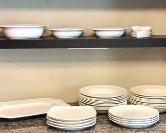 Assorted White Bowls, Plates, Serving Bowls Platters