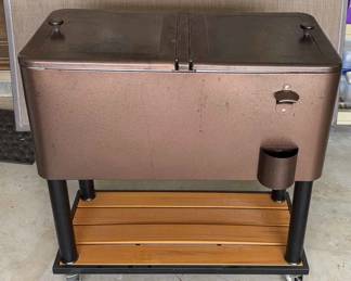 03 Rolling Cooler Cart With Bottle Opener, Shelf