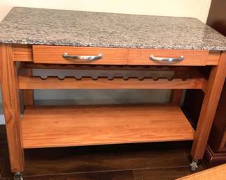 Granite Top Wine Table On Wheels