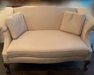 Pink Broyhill Chippendale Style Sofa With Pillows