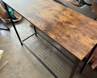 Metal Table with Wooden Top