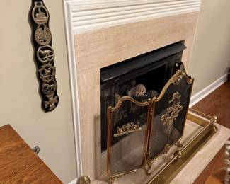 Brass Fireplace Screen and Bumper