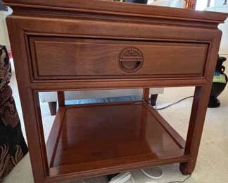 SF179Hardwood Side Table With Carved Drawer