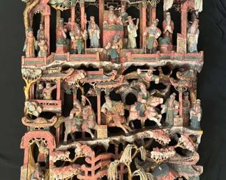 SF120VAntique Carved Wood Coloured Panel