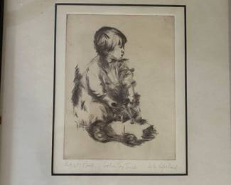 Lila Copeland artist's proof "Girl on Toy Truck"