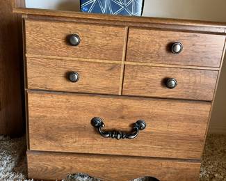 2 nightstands - Wooden night stands iron pull and 4 knob drawer