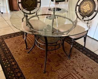 glass table with 4 matching chairs