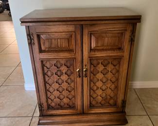 Wine Cabinet - Ornate Antique wine buffet with flip out extended top