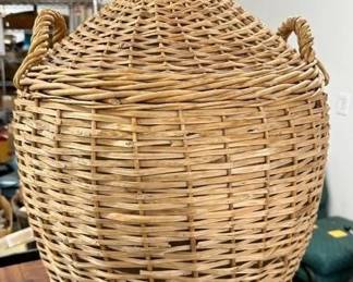 Wicker Covered Vintage Glass Bottle