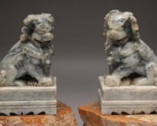 Vintage Soapstone Foo Dog Bookends