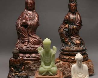 Five Kwan Yin & Buddha Figures