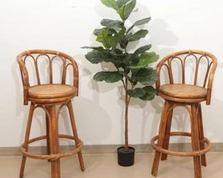 40-Inch Rattan Bar Stools (2)