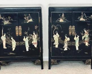 Chinese Export Black Lacquer Cabinets