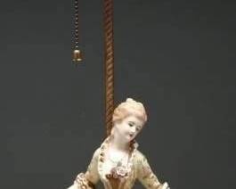 1940s Victorian-Style Porcelain Figural Lamp