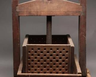 Early Wooden Fruit or Cheese Press, Handcrafted