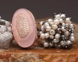 7 Sterling Silver Rings, 78.34 Grams