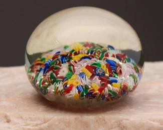 1930s Millefiori Scramble Glass Paperweight