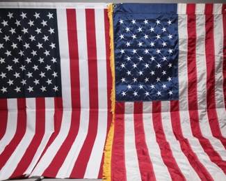 Two U.S. Flags, One with Gold Fringe