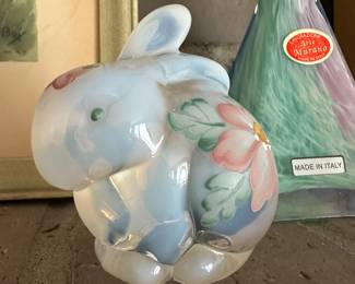Fenton Floral Hand Painted Bunny Figurine