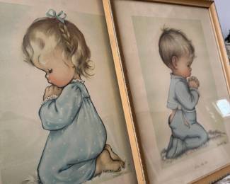 Pair of Framed Prints "A Child's Prayer" & "Bless Us All" by Charlot But