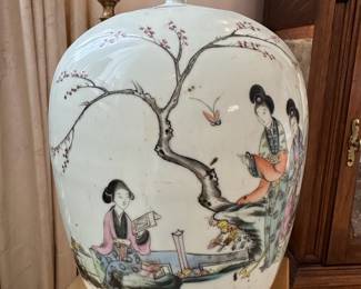 Chinese Ginger Jar with Garden Scene Design