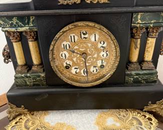 Black Mantle Clock with Columns