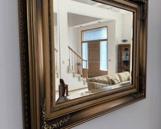 Gold Gilt Rectangular Mirror with Floral Motif