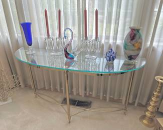 Half-Moon Glass & Brass Console Table