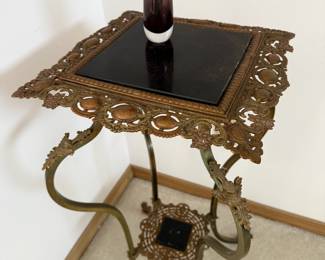 Victorian Brass and Marble Jardiniere Table
