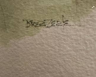 Framed & Matted Art Deco Portrait of Lady by Breazeale