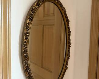 French Rococo Gold Tone Oval Mirror