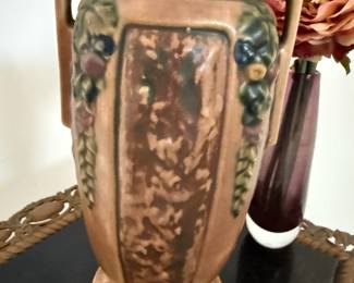 1924 Roseville Pottery Brown Florentine Double Handled Vase