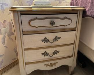French Provincial Gold & Cream Nightstand