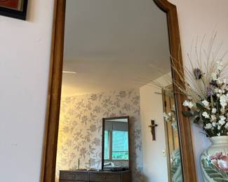 French Regency Carved Wood Mirror with Shell Motif