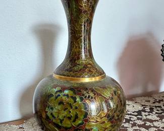 Chinese Earth Tone Enameled Cloisonné Vase
