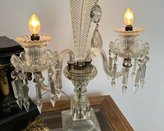 Cut Glass Double Arm Candelabra Table Lamp