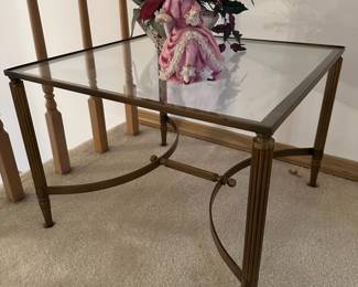 French Neoclassical Style Glass Top Accent Table