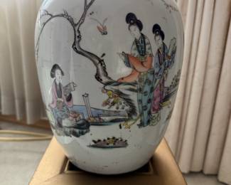 Chinese Ginger Jar with Garden Scene Design