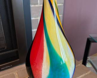 Murano Style Colorful Swirl Vase