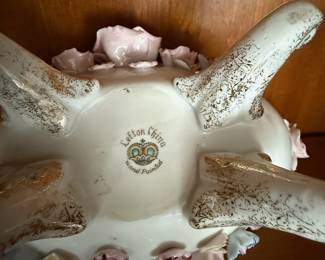 Lefton China Hand Painted Footed Bowl with Pink Roses