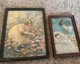 Framed Print "Poppy Love" by Annie Benson Muller, Framed 1930s Print Mother Baby Seattle Art Co by Maud Tousey Fangel