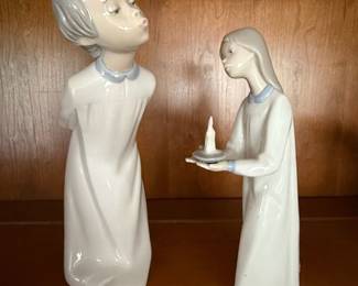 Nao by Lladro Kissing Boy Figurine, Lladro Girl With Candle Figurine
