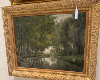 Stanislas Lepine (1835-1892) "Bras de Seine du Cote de Neuilly" 28" x 23"