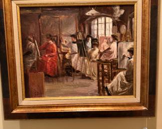 "Artists Studio" 19th Century French - Signed S. David
