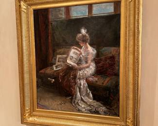 Eduardo Leon Garrido (1893-1982) "Looking at an Album of Prints"