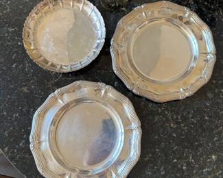 Pair of 19th c. Sterling Plates by Jean-Baptiste Odiot and a Irish Sterling Dish - Dublin