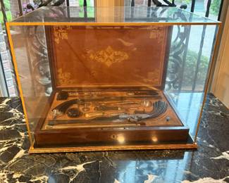 19th Century French Dueling Pistols by Devisme a Paris in Fitted Box and Glass Case